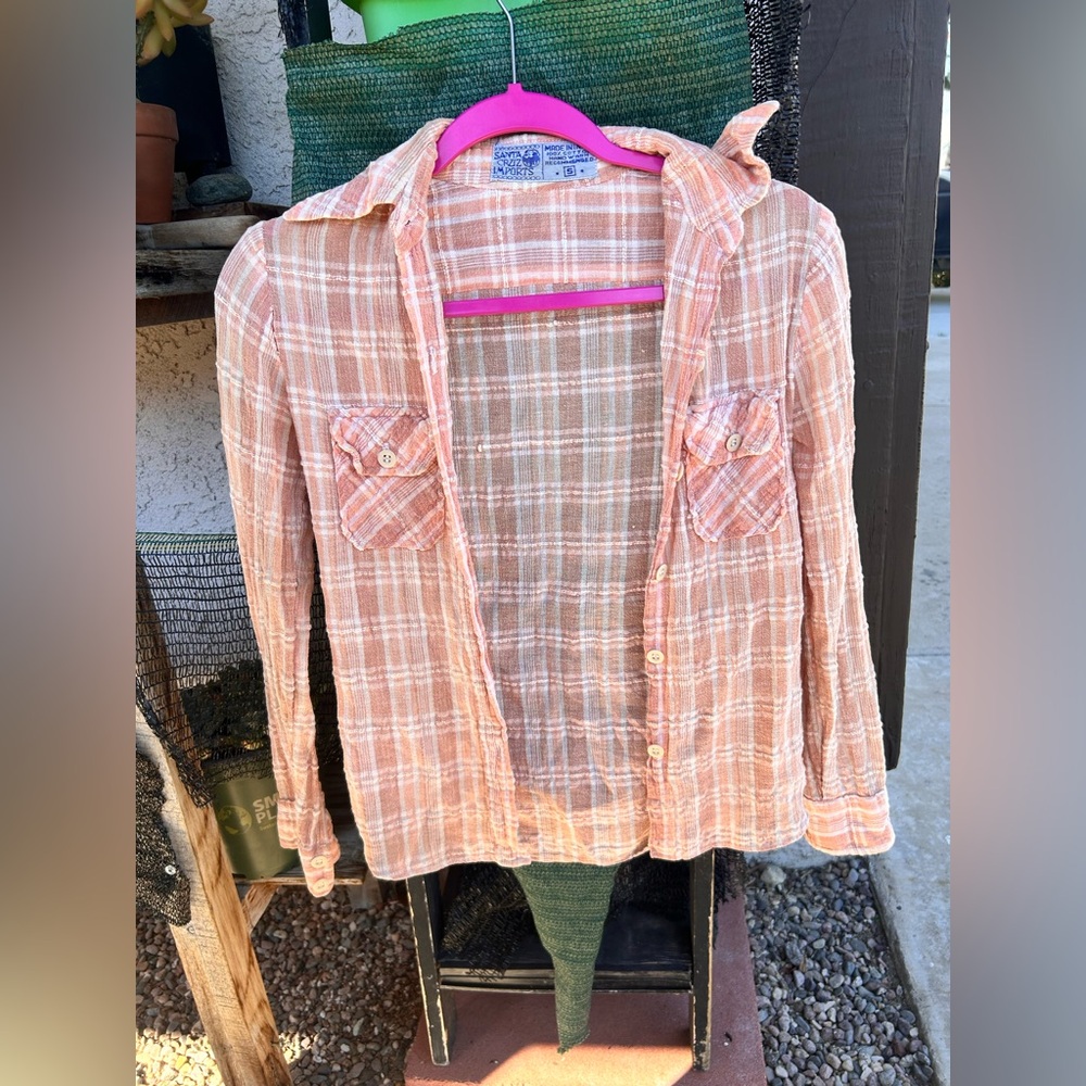 Vintage Sanita Orange Plaid Shirt